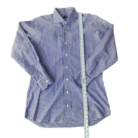 Tom James Collard Button Down Casual Shirt Purple / White Checker See Photos - Picture 5 of 6